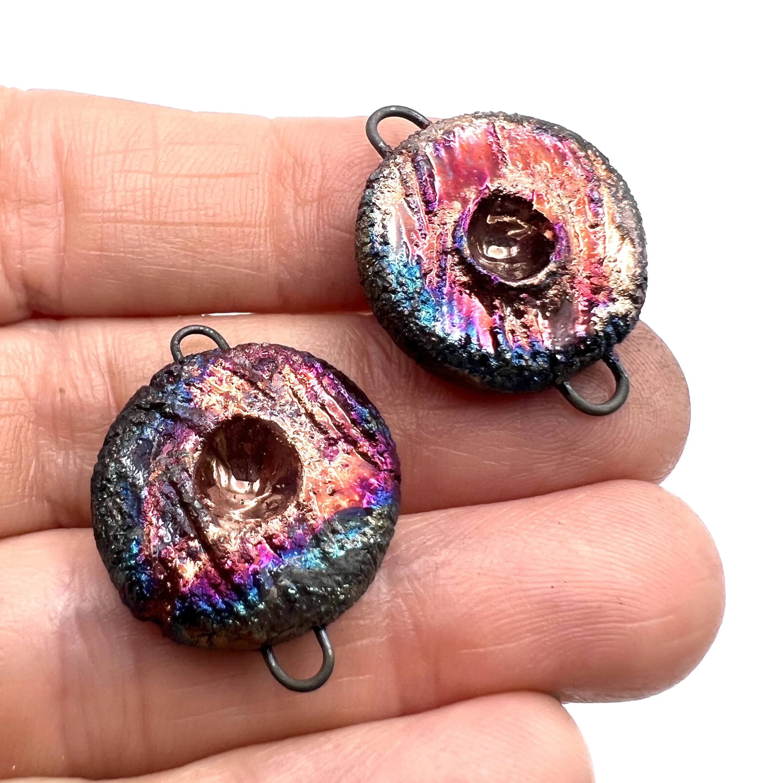 Set of 2 Pendant Charm Connector Ceramic Pottery Jewelry Supply